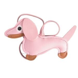 Dachshund Bag Charm Keychain Faux Leather Dog Mom Y2K Cottagecore Pink NWT